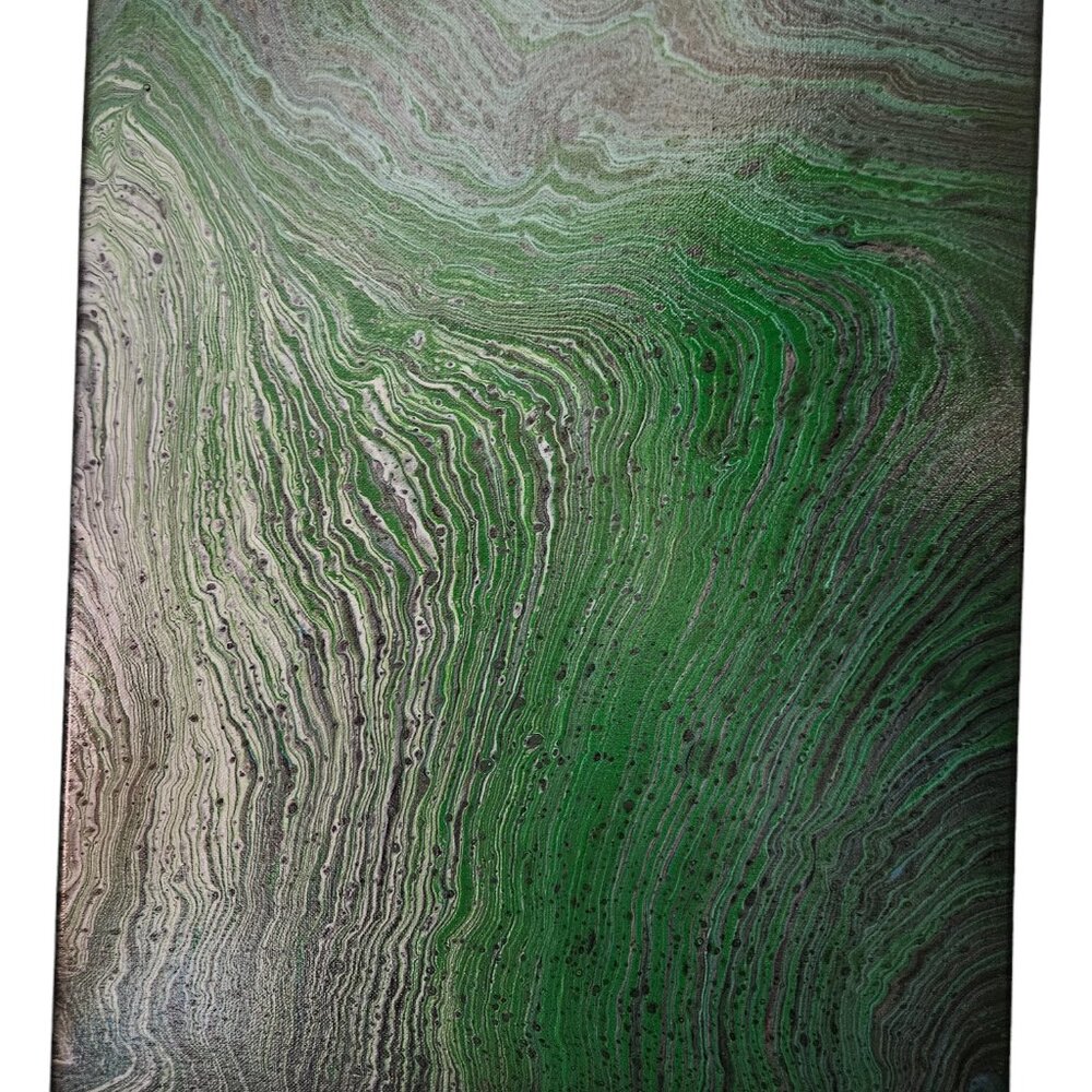 20in. X 16in. Green Ripple Canvas Painting. Home, Office Decor!